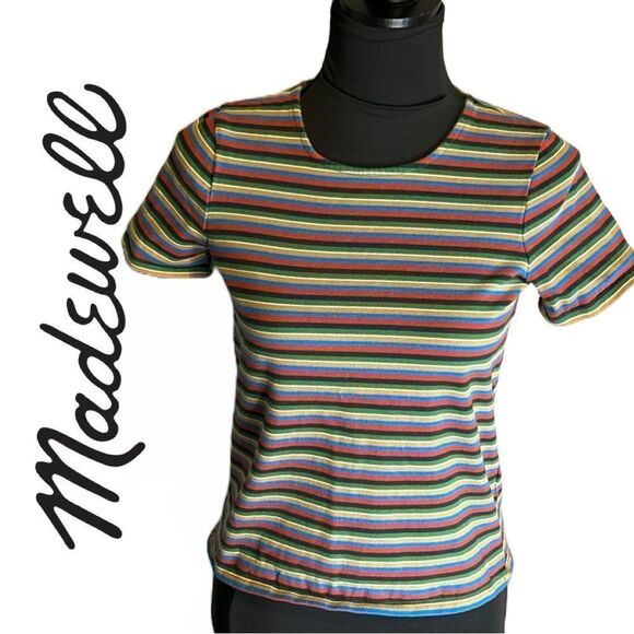 Madewell Women’s Luxe Boxy Crop Mathis Striped Tee - Size XXS - Picture 2 of 3